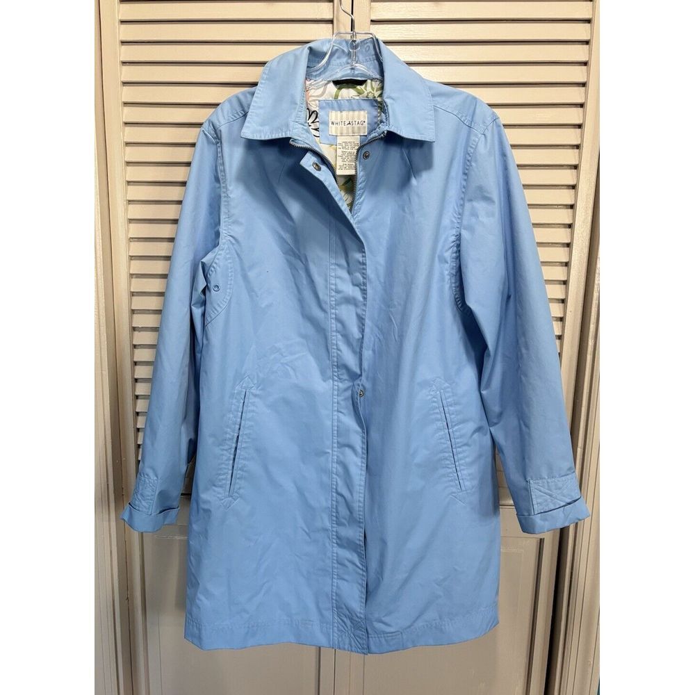 White Stag Light Blue Long Sleeve Zip/Snap Up Rain Jacket Size M (8-10) Pockets